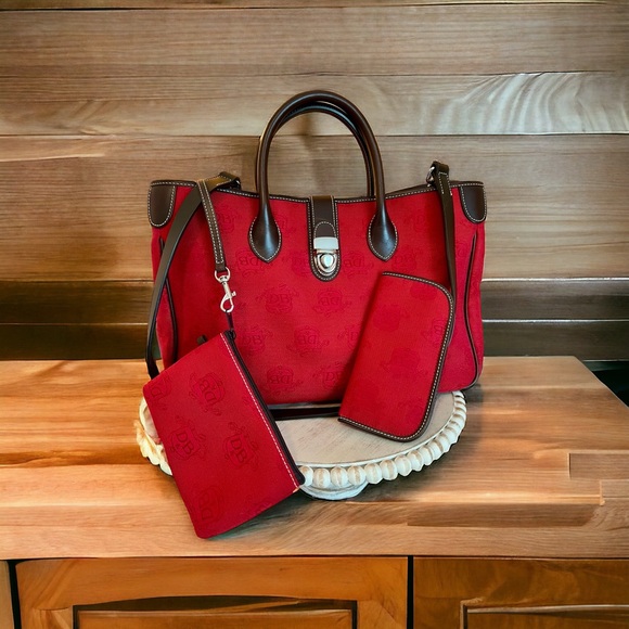 ‼️SOLD‼️ Dooney & Bourke Red and Brown Double Handles Strap & Accessories - Picture 15 of 16